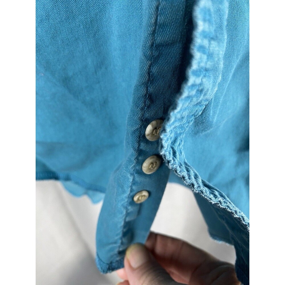 Vintage Wrangler Men's Sz M  Teal X Long Tail Long Sleeve Western Shirt - Picture 8 of 14